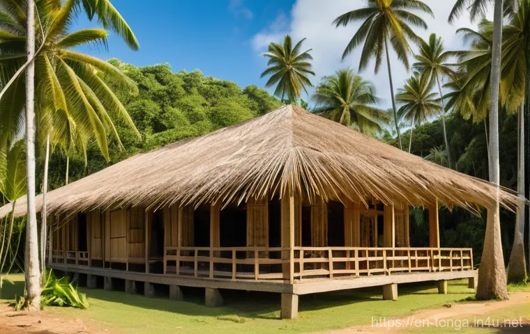 통가 전통 가옥 구조 - **Image Prompt: "The Artisans of the Fale: Sustainable Construction in Tropical Harmony"**
    A vib...