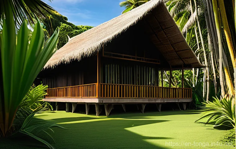 통가 전통 가옥 구조 - **Image Prompt: "The Artisans of the Fale: Sustainable Construction in Tropical Harmony"**
    A vib...