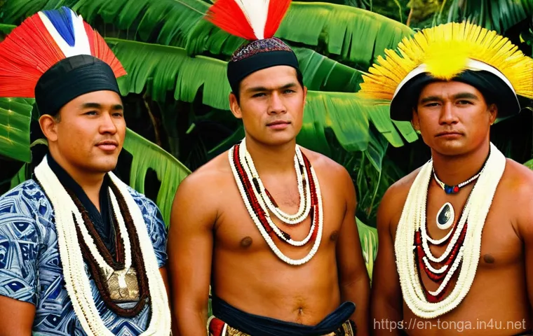 통가 역사적 사건 및 분쟁 - **Prompt:** A majestic depiction of an ancient Tu'i Tonga king, around 950 AD, standing with regal p...