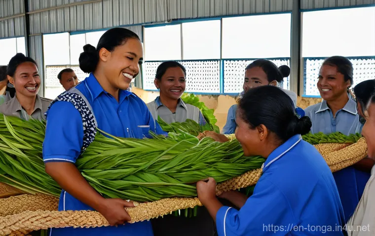 통가와 타국 간 노동 이민 - **Image Prompt: Seeds of Prosperity**
    A lively and warm scene set in a vibrant Tongan village. I...