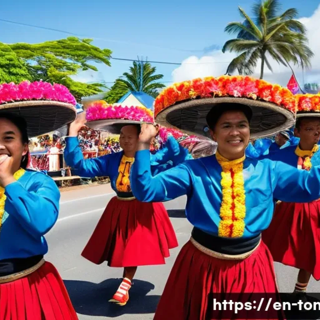 통가 주요 공휴일 및 축제 - **Prompt 1: Heilala Festival Grand Parade**
    "A vibrant, wide-angle shot of the Heilala Festival ...