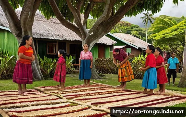 통가 전통 놀이 및 어린이 문화 - **Prompt:** A vibrant outdoor scene in a Tongan village, capturing the spirit of communal play. Seve...